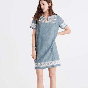 Madewell Embroidered Chambray Tunic Dress